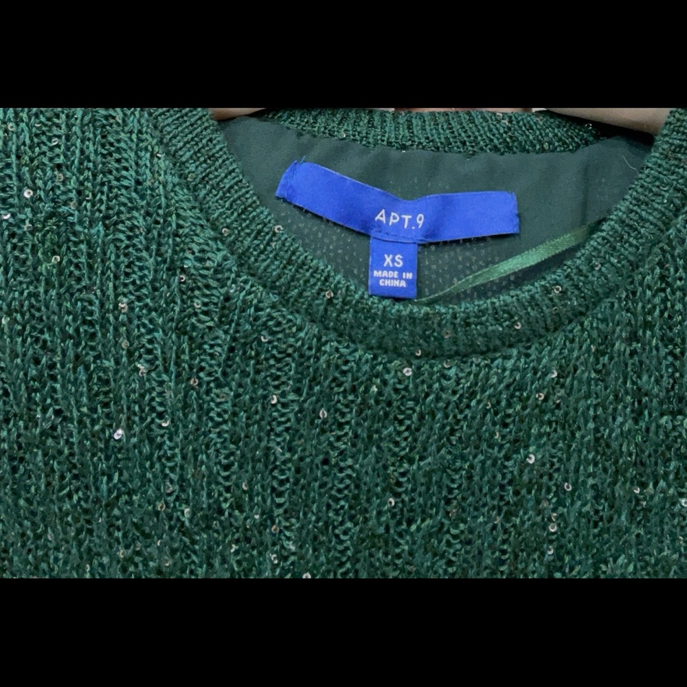 Apt. 9 Emerald Green Sequin Scoop Neck Sweater - Picture 5 of 11